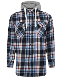 Bigdude Hooded Check Flannel Shirt Navy